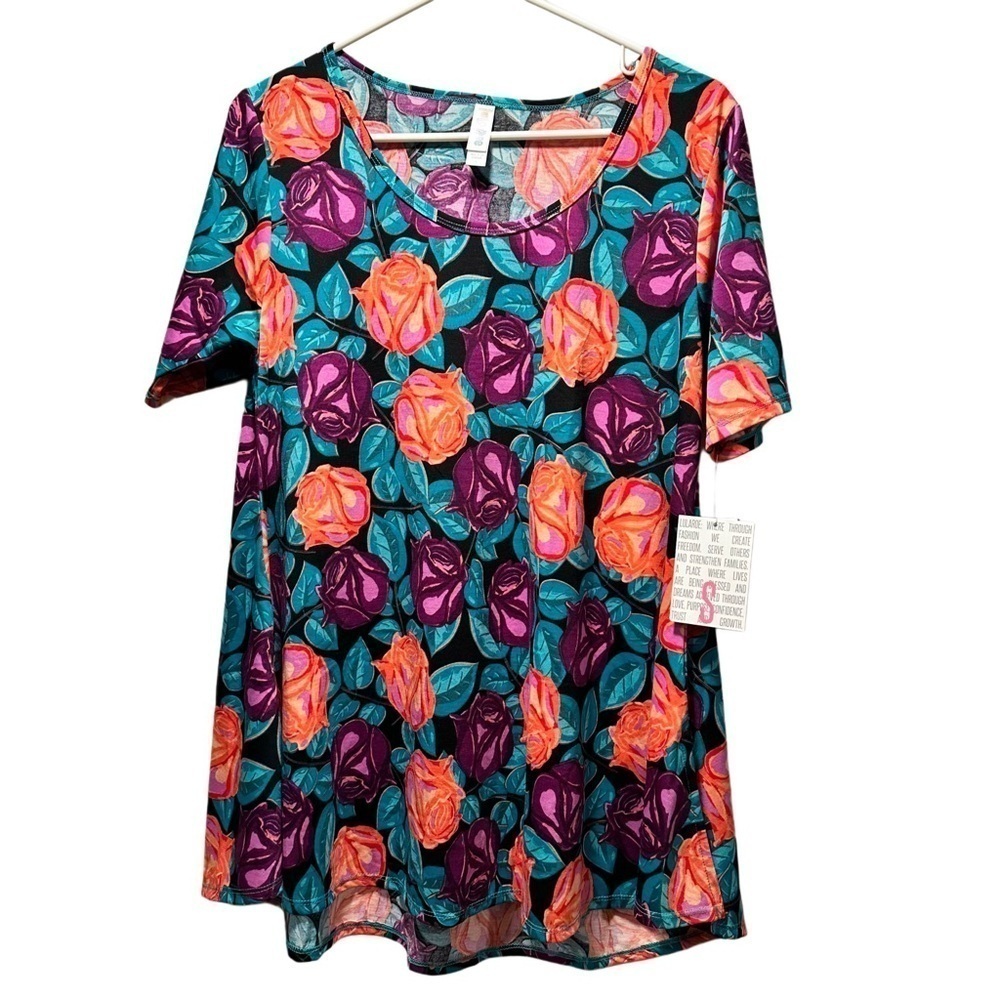 NWT LulaRoe PerfectT Swing Top Tunic Half Sleeve Loose Fit Stretchy Soft Floral - Picture 5 of 14